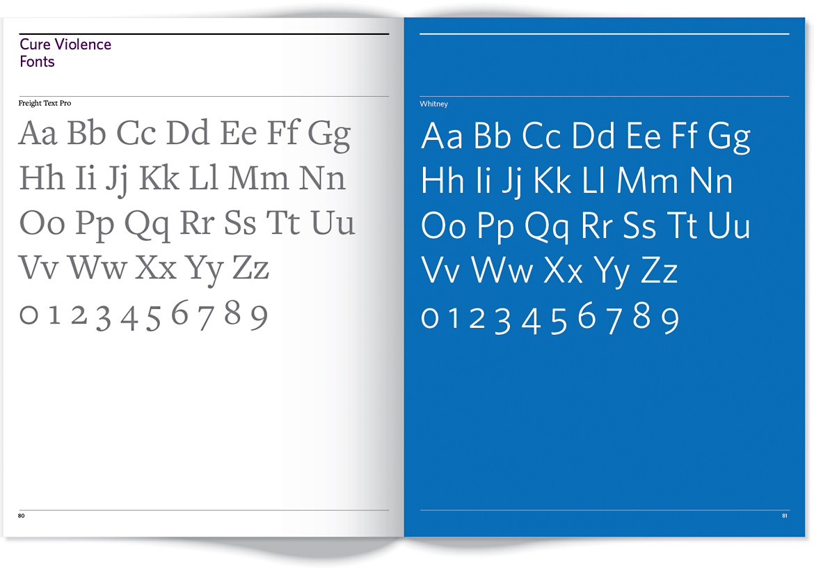 Page of style guide that shows fonts.