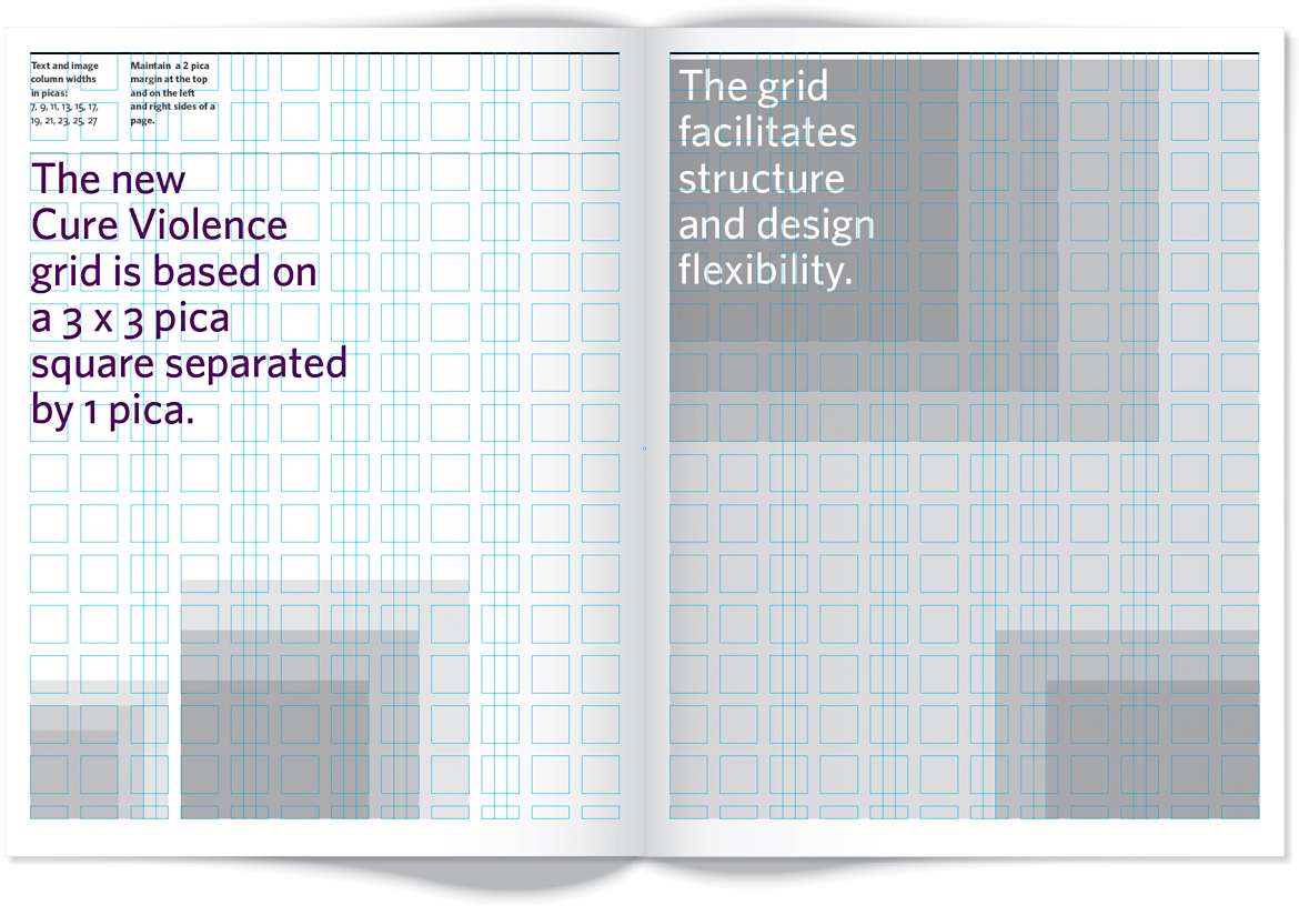 Page of style guide that shows the grid.